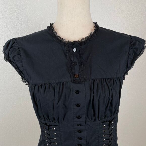 SOLD DO NOT PURCHASE Moda International Whimsygoth Blouse Women’s M Black - Picture 4 of 11